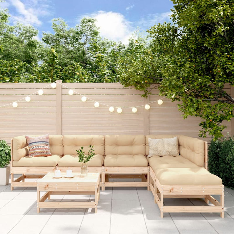 7 Piece Garden Lounge Set with Cushions Solid Wood Payday Deals
