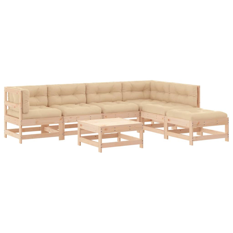7 Piece Garden Lounge Set with Cushions Solid Wood Payday Deals