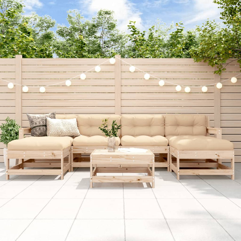 7 Piece Garden Lounge Set with Cushions Solid Wood Payday Deals