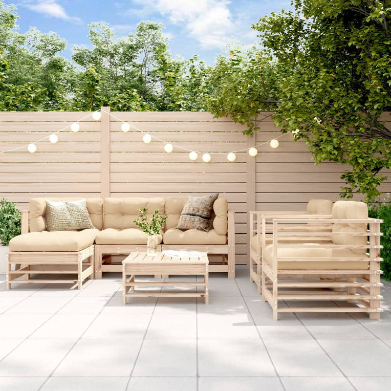 7 Piece Garden Lounge Set with Cushions Solid Wood Payday Deals