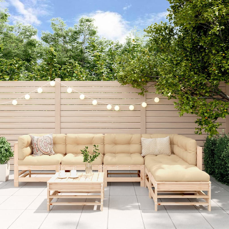 7 Piece Garden Lounge Set with Cushions Solid Wood Payday Deals