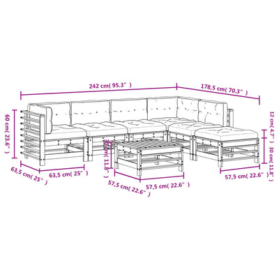 7 Piece Garden Lounge Set with Cushions Solid Wood Payday Deals