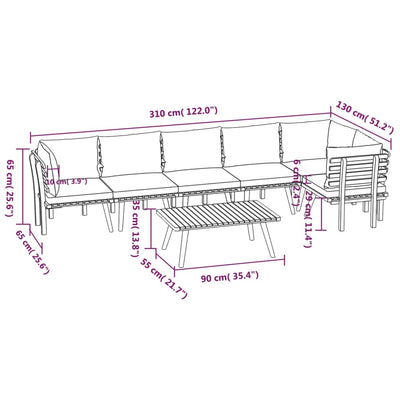 7 Piece Garden Lounge Set with Cushions Solid Wood Acacia Payday Deals