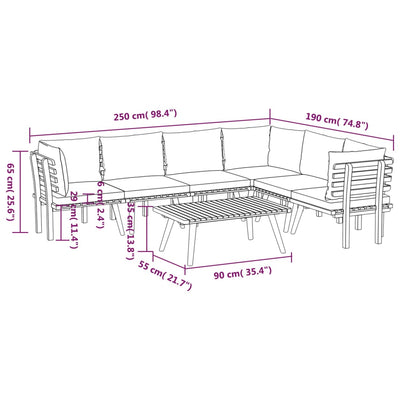 7 Piece Garden Lounge Set with Cushions Solid Wood Acacia Payday Deals