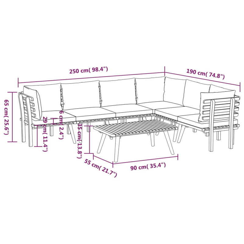 7 Piece Garden Lounge Set with Cushions Solid Wood Acacia Payday Deals