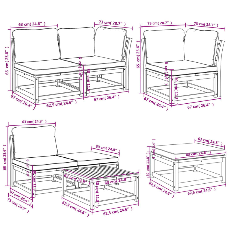 7 Piece Garden Lounge Set with Cushions Solid Wood Acacia Payday Deals