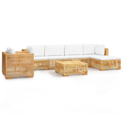 7 Piece Garden Lounge Set with Cushions Solid Wood Teak Payday Deals