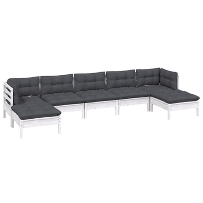 7 Piece Garden Lounge Set with Cushions White Pinewood Payday Deals