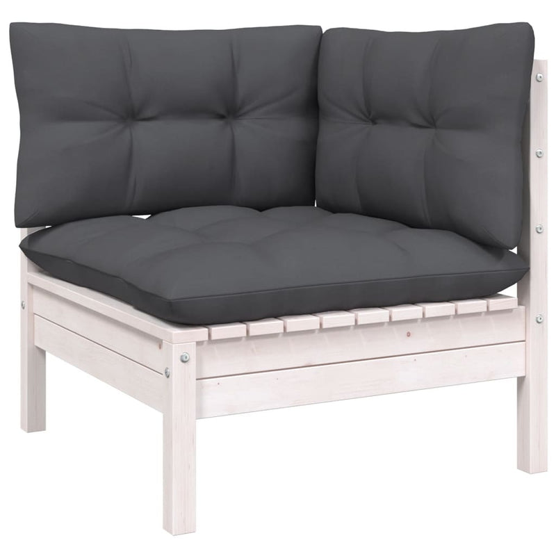 7 Piece Garden Lounge Set with Cushions White Pinewood Payday Deals