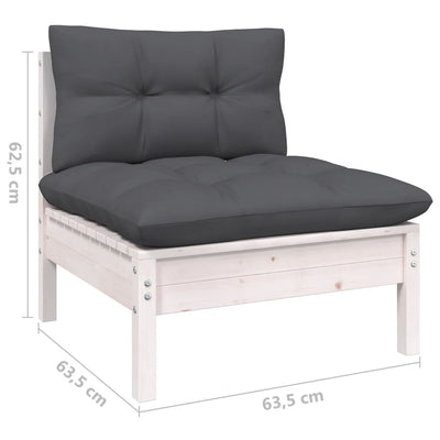 7 Piece Garden Lounge Set with Cushions White Pinewood Payday Deals