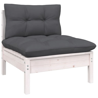 7 Piece Garden Lounge Set with Cushions White Solid Pinewood Payday Deals