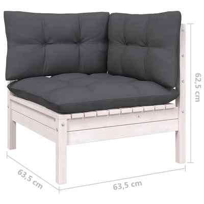 7 Piece Garden Lounge Set with Cushions White Solid Pinewood Payday Deals