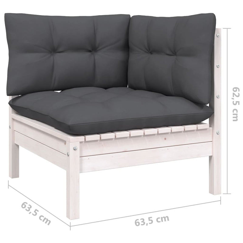 7 Piece Garden Lounge Set with Cushions White Solid Pinewood Payday Deals