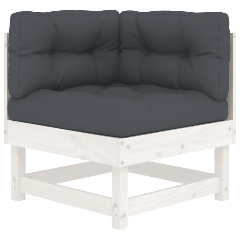 7 Piece Garden Lounge Set with Cushions White Solid Wood Payday Deals