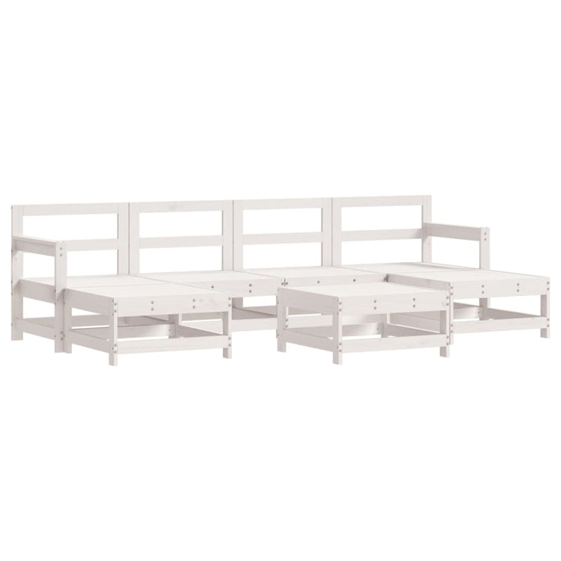 7 Piece Garden Lounge Set with Cushions White Solid Wood Payday Deals