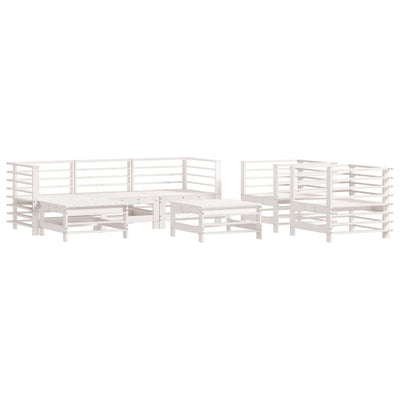 7 Piece Garden Lounge Set with Cushions White Solid Wood Payday Deals