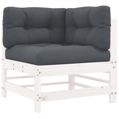 7 Piece Garden Lounge Set with Cushions White Solid Wood Payday Deals