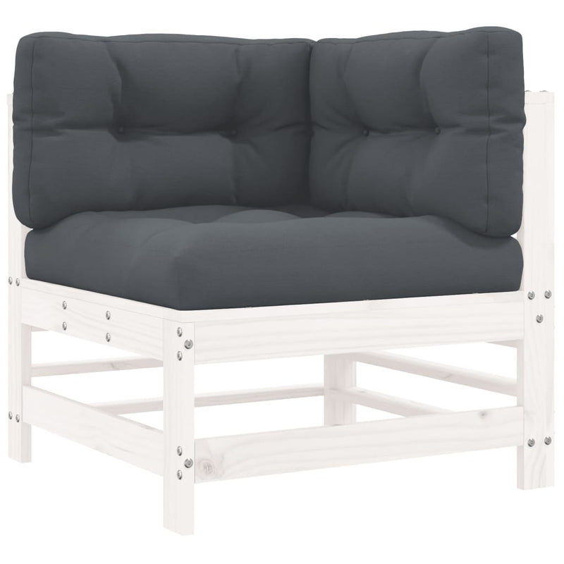 7 Piece Garden Lounge Set with Cushions White Solid Wood Payday Deals