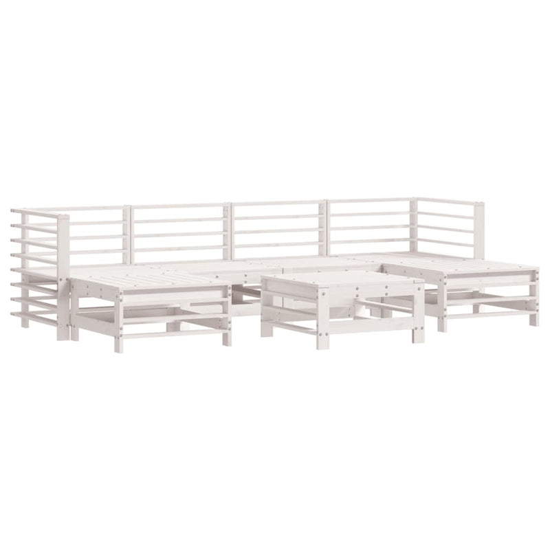 7 Piece Garden Lounge Set with Cushions White Solid Wood Payday Deals