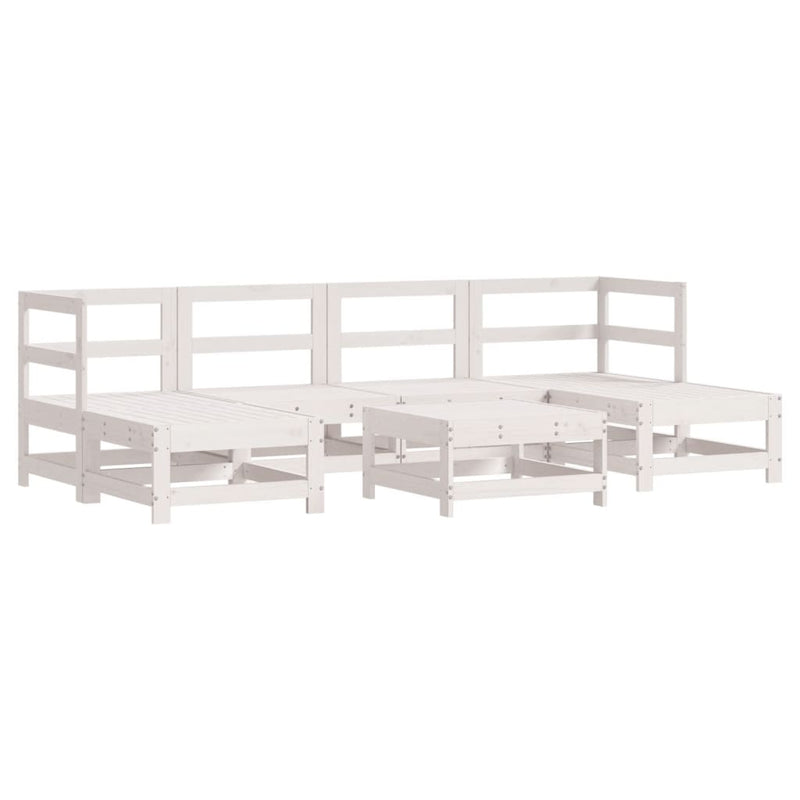 7 Piece Garden Lounge Set with Cushions White Solid Wood Payday Deals