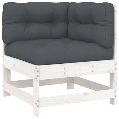7 Piece Garden Lounge Set with Cushions White Solid Wood Payday Deals