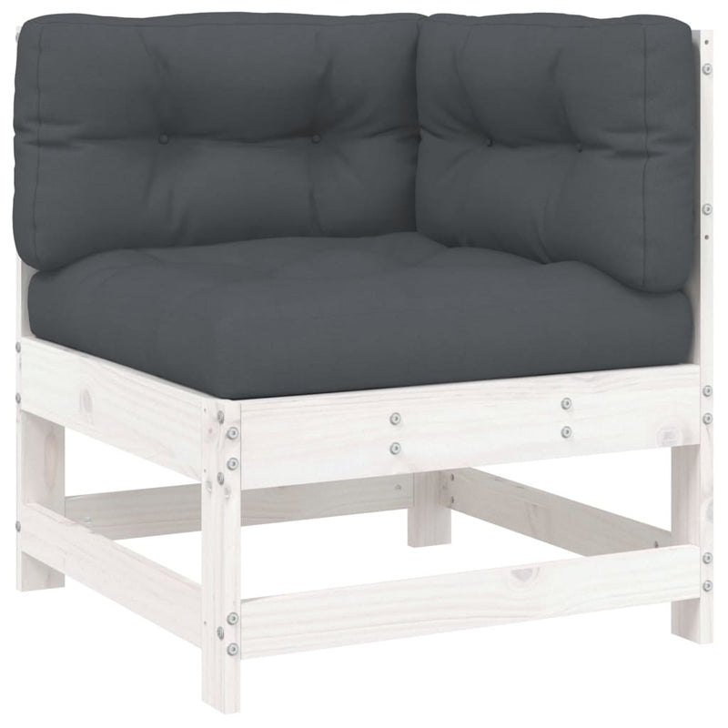 7 Piece Garden Lounge Set with Cushions White Solid Wood Payday Deals