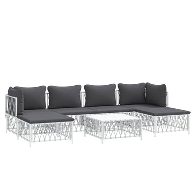 7 Piece Garden Lounge Set with Cushions White Steel Payday Deals