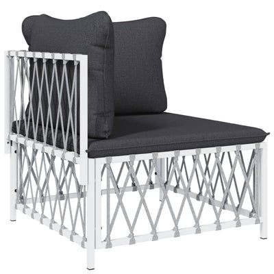 7 Piece Garden Lounge Set with Cushions White Steel Payday Deals