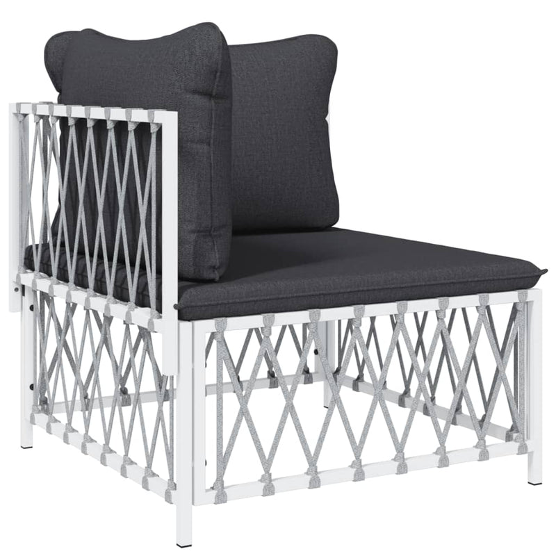 7 Piece Garden Lounge Set with Cushions White Steel Payday Deals