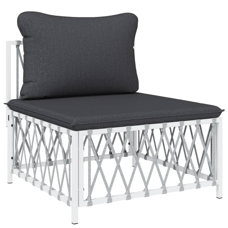 7 Piece Garden Lounge Set with Cushions White Steel Payday Deals