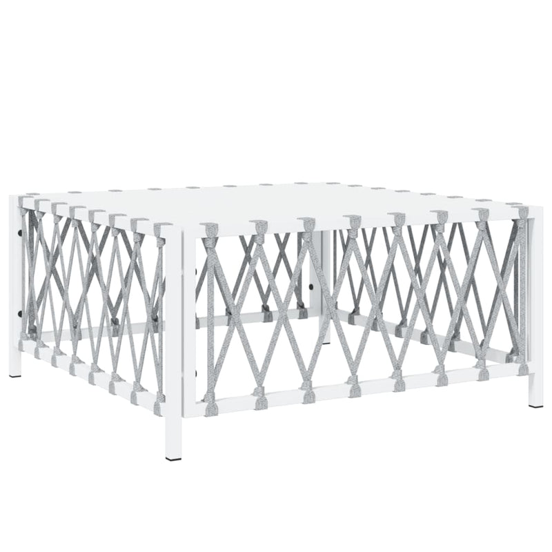 7 Piece Garden Lounge Set with Cushions White Steel Payday Deals