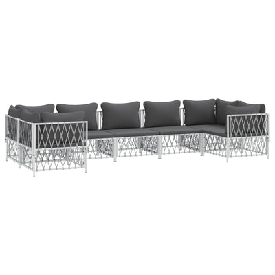 7 Piece Garden Lounge Set with Cushions White Steel Payday Deals