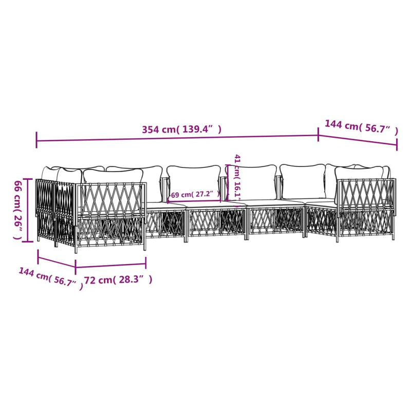 7 Piece Garden Lounge Set with Cushions White Steel Payday Deals