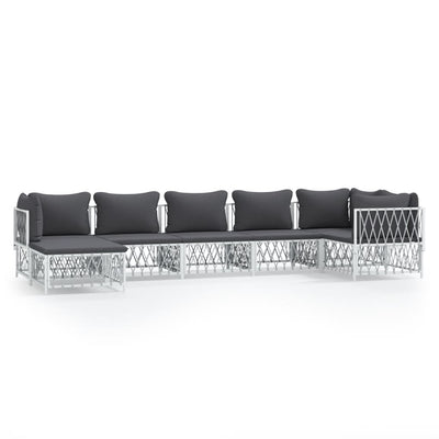 7 Piece Garden Lounge Set with Cushions White Steel Payday Deals