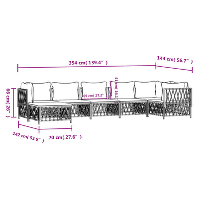 7 Piece Garden Lounge Set with Cushions White Steel Payday Deals