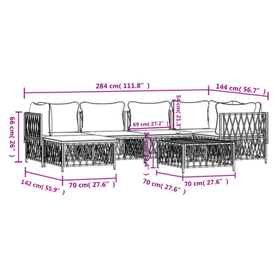 7 Piece Garden Lounge Set with Cushions White Steel Payday Deals