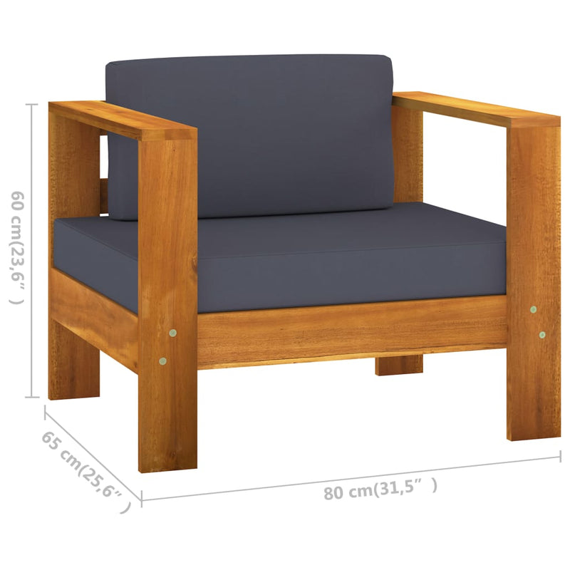 7 Piece Garden Lounge Set with Dark Grey Cushions Acacia Wood Payday Deals