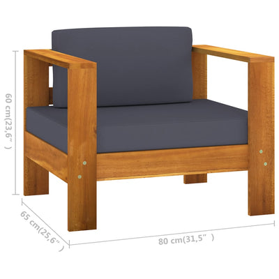 7 Piece Garden Lounge Set with Dark Grey Cushions Acacia Wood Payday Deals