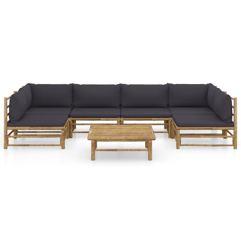 7 Piece Garden Lounge Set with Dark Grey Cushions Bamboo Payday Deals
