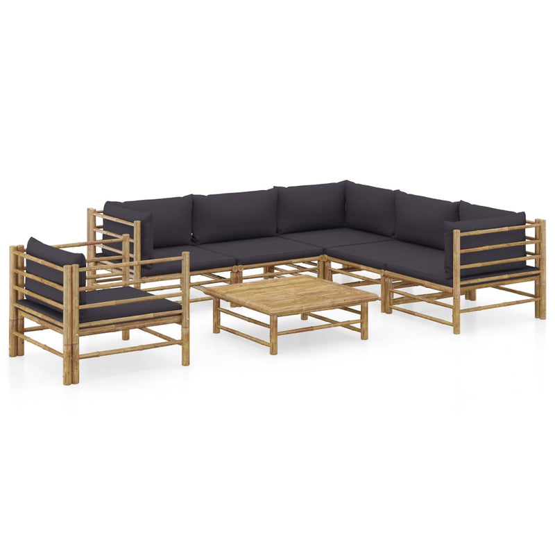 7 Piece Garden Lounge Set with Dark Grey Cushions Bamboo Payday Deals