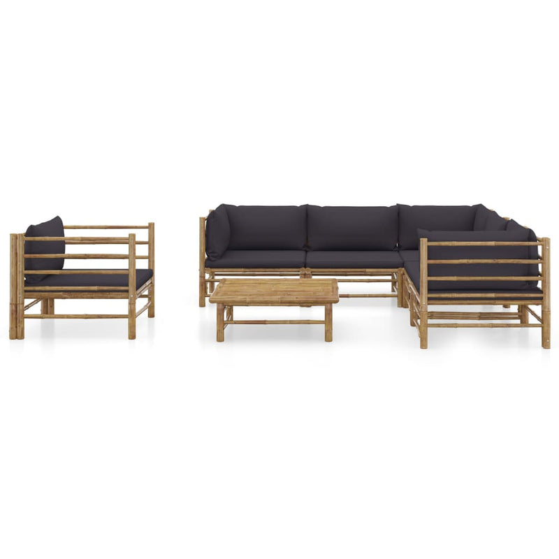 7 Piece Garden Lounge Set with Dark Grey Cushions Bamboo Payday Deals