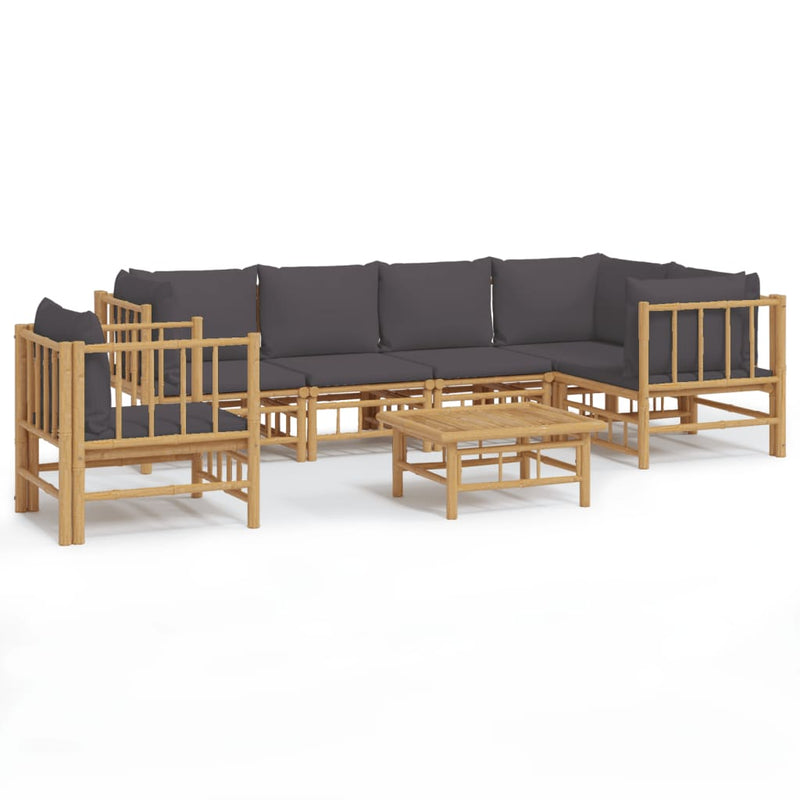 7 Piece Garden Lounge Set with Dark Grey Cushions  Bamboo Payday Deals