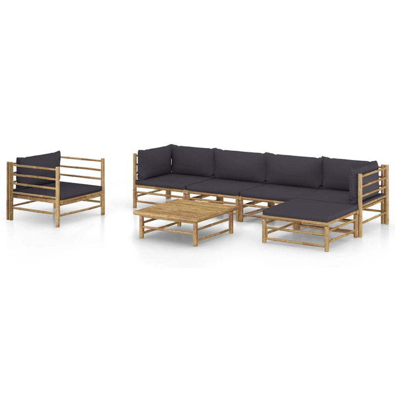 7 Piece Garden Lounge Set with Dark Grey Cushions Bamboo Payday Deals