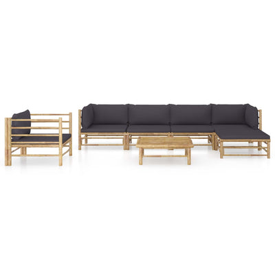7 Piece Garden Lounge Set with Dark Grey Cushions Bamboo Payday Deals