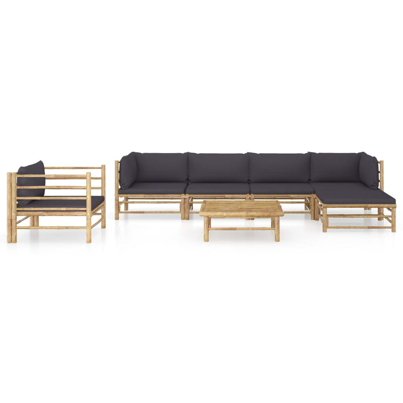 7 Piece Garden Lounge Set with Dark Grey Cushions Bamboo Payday Deals