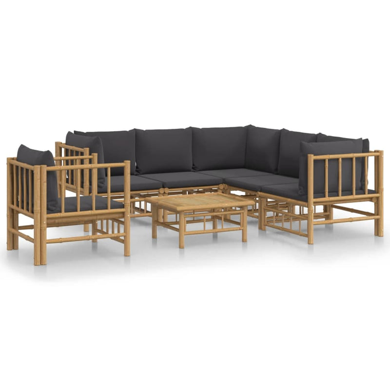 7 Piece Garden Lounge Set with Dark Grey Cushions  Bamboo Payday Deals