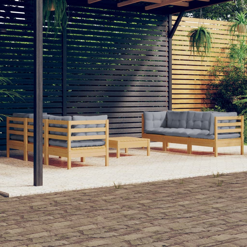 7 Piece Garden Lounge Set with Grey Cushions Pinewood Payday Deals