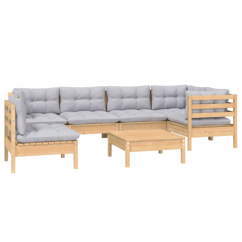 7 Piece Garden Lounge Set with Grey Cushions Pinewood Payday Deals