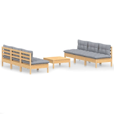 7 Piece Garden Lounge Set with Grey Cushions Pinewood Payday Deals