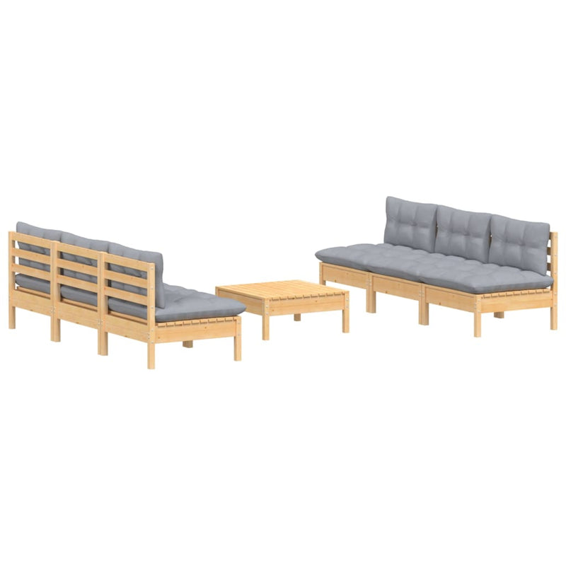 7 Piece Garden Lounge Set with Grey Cushions Pinewood Payday Deals